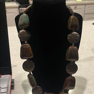 Elegant Brown and Silver Necklace